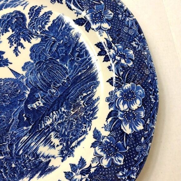 Vintage Enoch‎ Wedgwood  (Tunstall) Ltd. Blue "Woodlands" Dinner Plate 11" - Picture 4 of 6